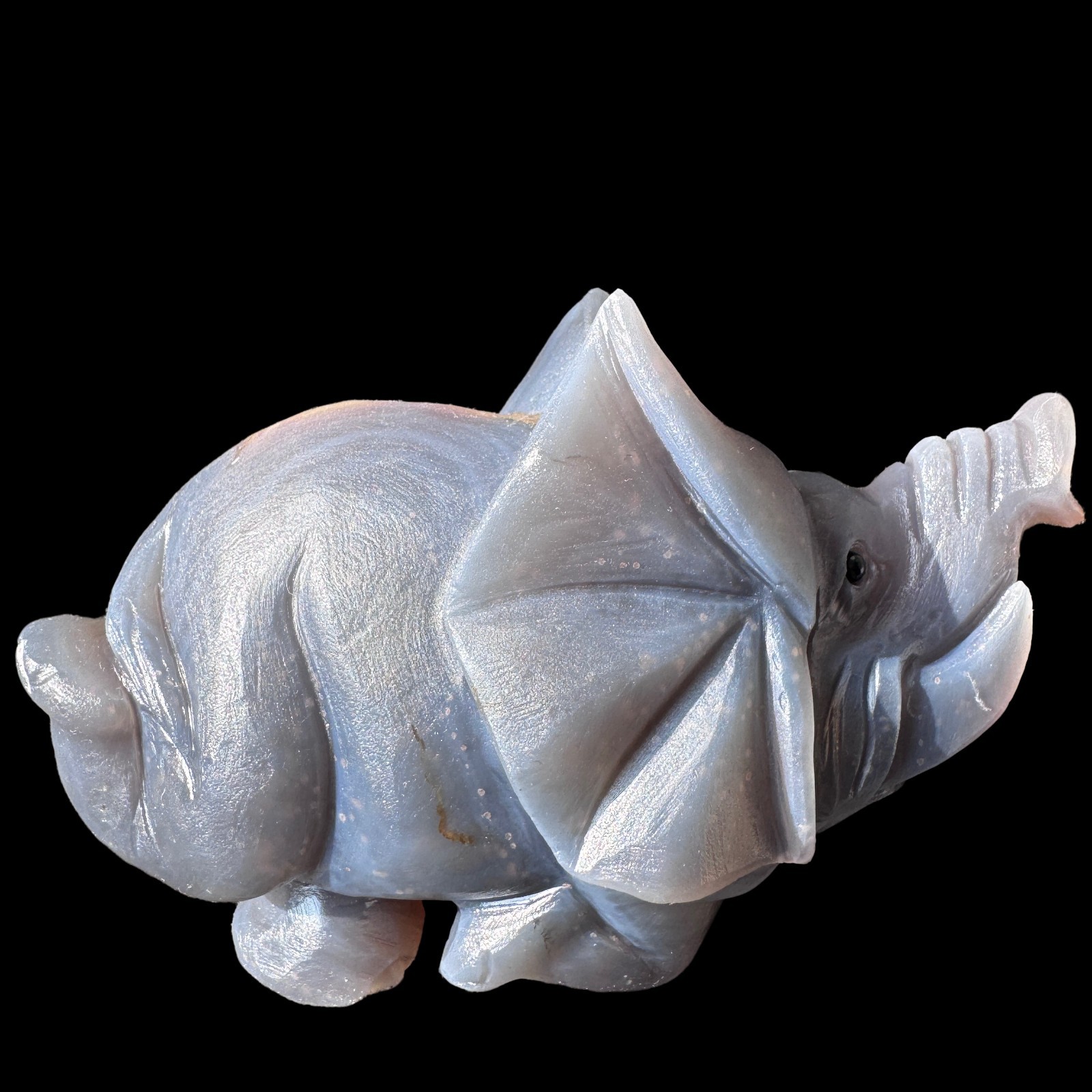Agate Geode Elephant Sculpture – Carved from a Natural Cave of Stone & Crystal