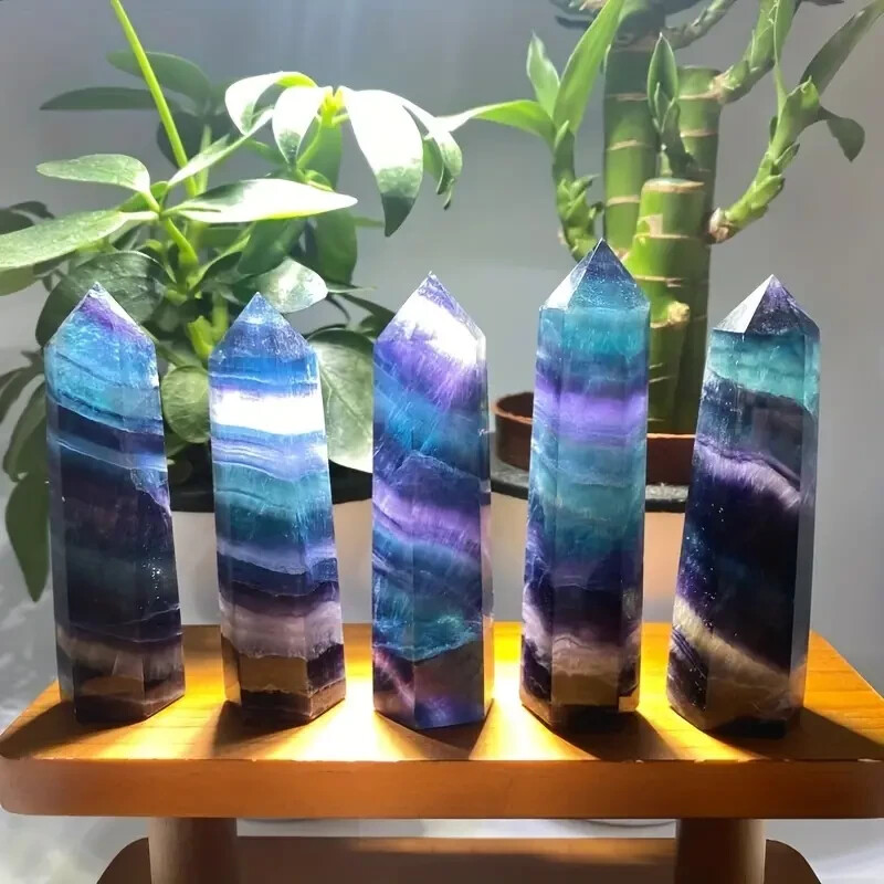 1pc 2.76-3.15 inches Exquisite Natural Rainbow Crystal Tower Point