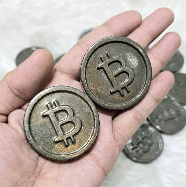 Large Pyrite Crystal Bitcoin Handmade Crystal Bitcoin For Home Office Decorative