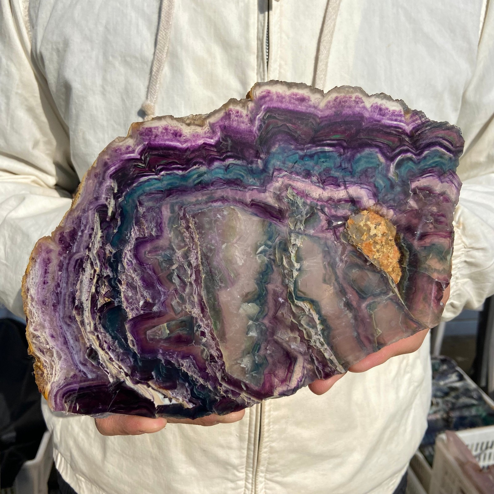 1.7lb Natural Colourful Fluorite Crystal Rough slices stone specimens Healing