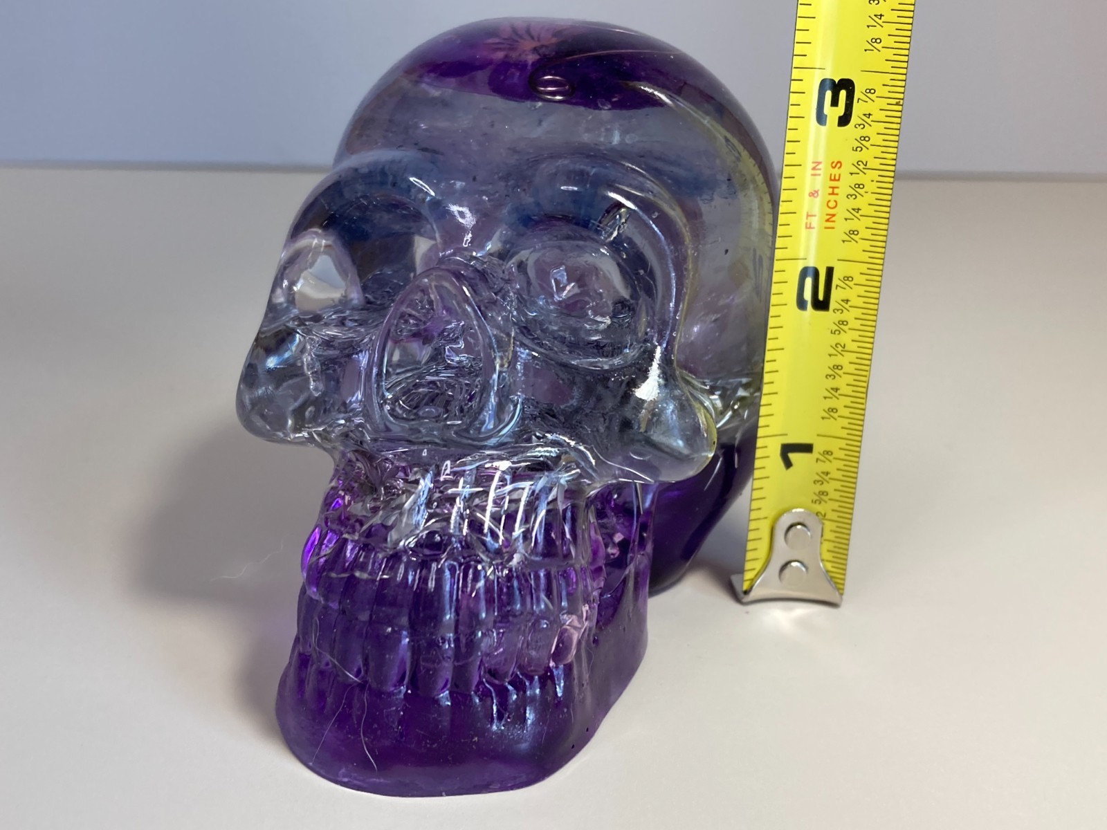 Amethyst Orgonite Crown Chakra Skull about 4 inch nearly 14 oz Made in USA