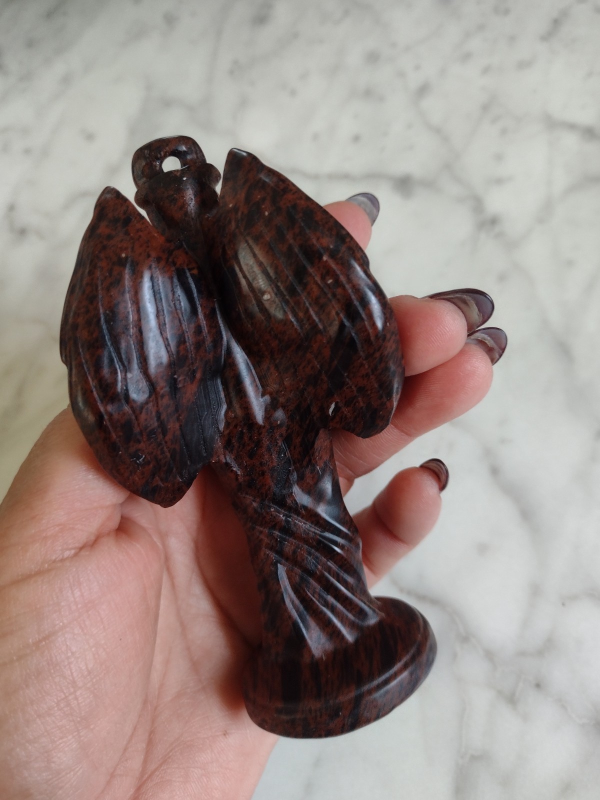 Mahogany Obsidian Lilith Statue Goddess Carving Crystal Stone Polished