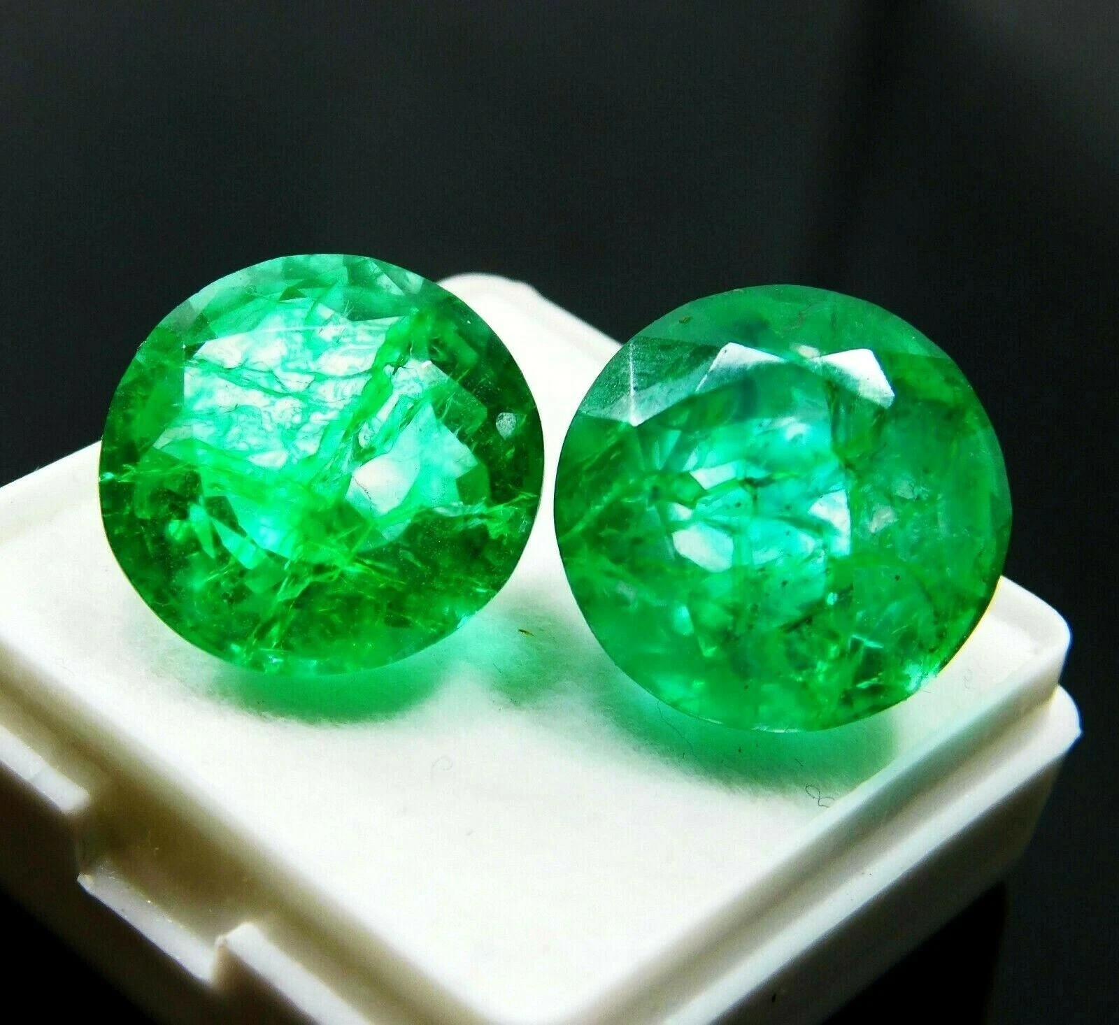 Natural Green Pair Emerald Colombian Round 16.35 Ct CERTIFIED Loose Gemstone