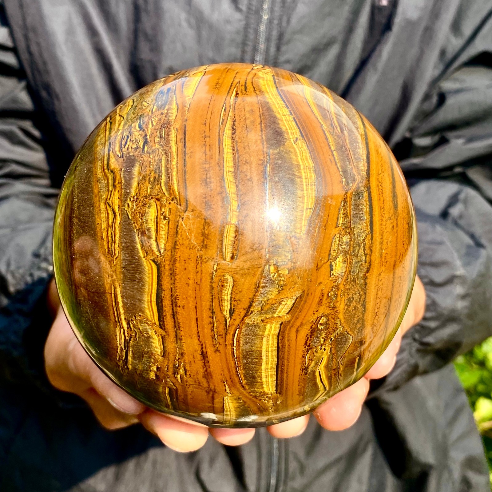 4.03LB Large Natural Tiger Eye Stone Crystal Ball Quartz Healing Sphere Décor