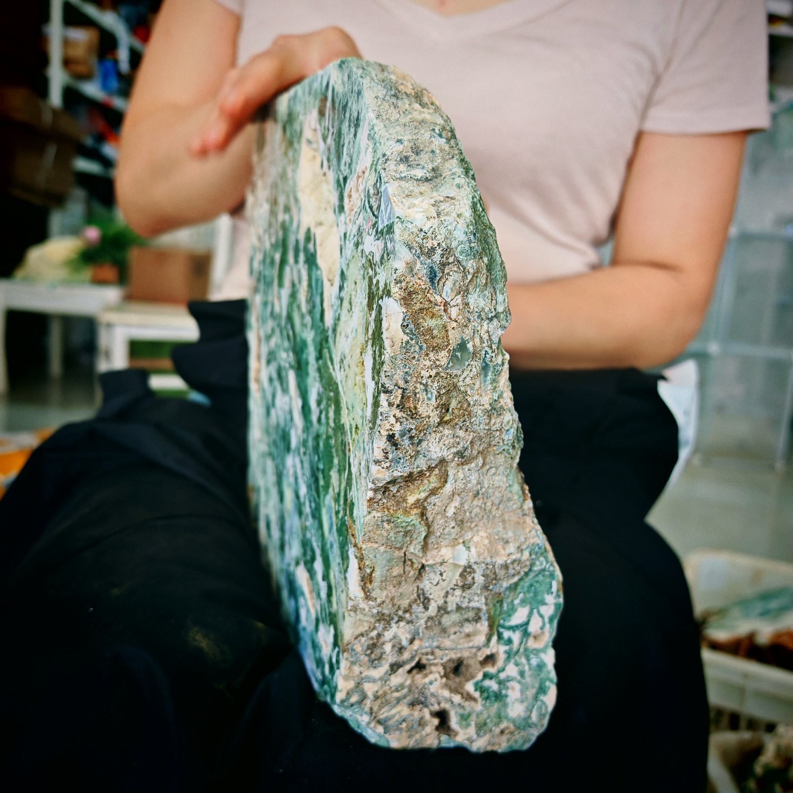 15.84LB Natural and beautiful aquatic agate crystal rough sliced stone specimen