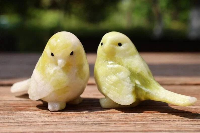 2.4” Natural Lantian jade Quartz Carved Bird Skull Crystal Reiki Decor Gift 1pc