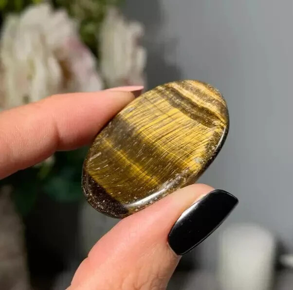 Tiger Eye Worry Stone Healing Crystal Stone Manifest Success Attract Luck