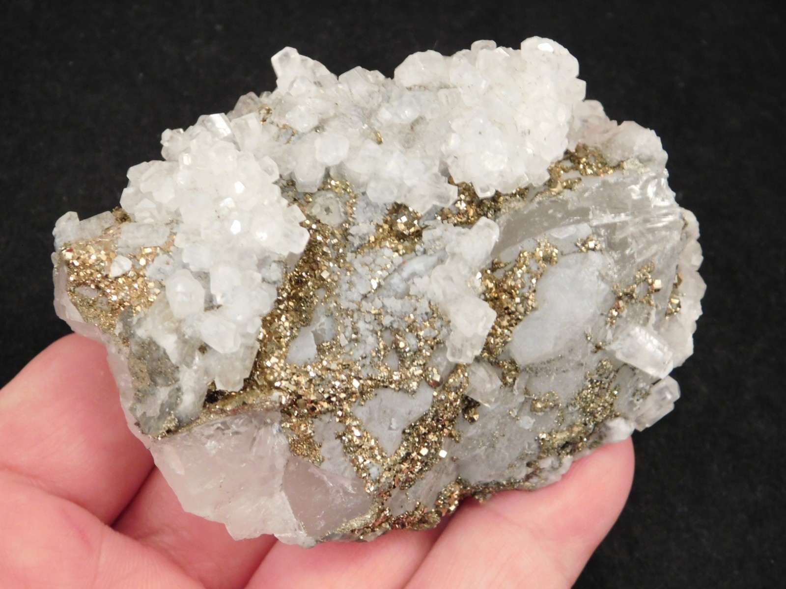 Terminated Calcite Crystals on Rainbow MARCASITE From Mexico 281gr