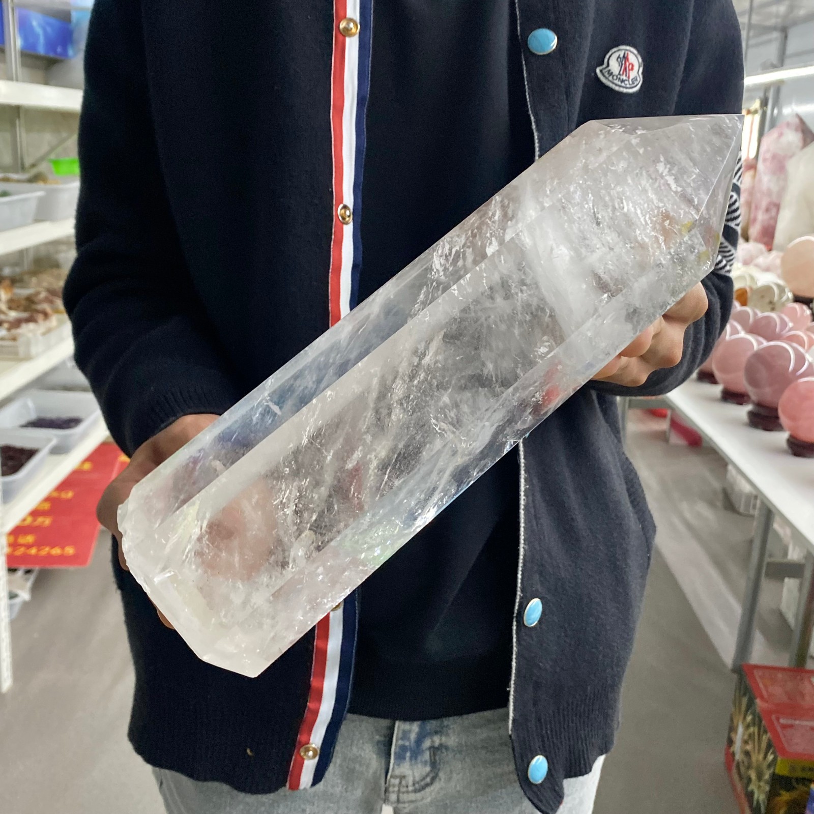 7.34LB Natural Clear Quartz Crystal Point Healing Wand Polished Rock Crystal Rei