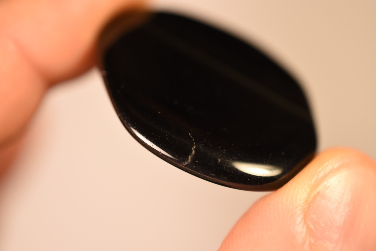 *BLACK ONYX* Palm Stone 3.9cm 13g Natural Stone Flat Thumb Worry