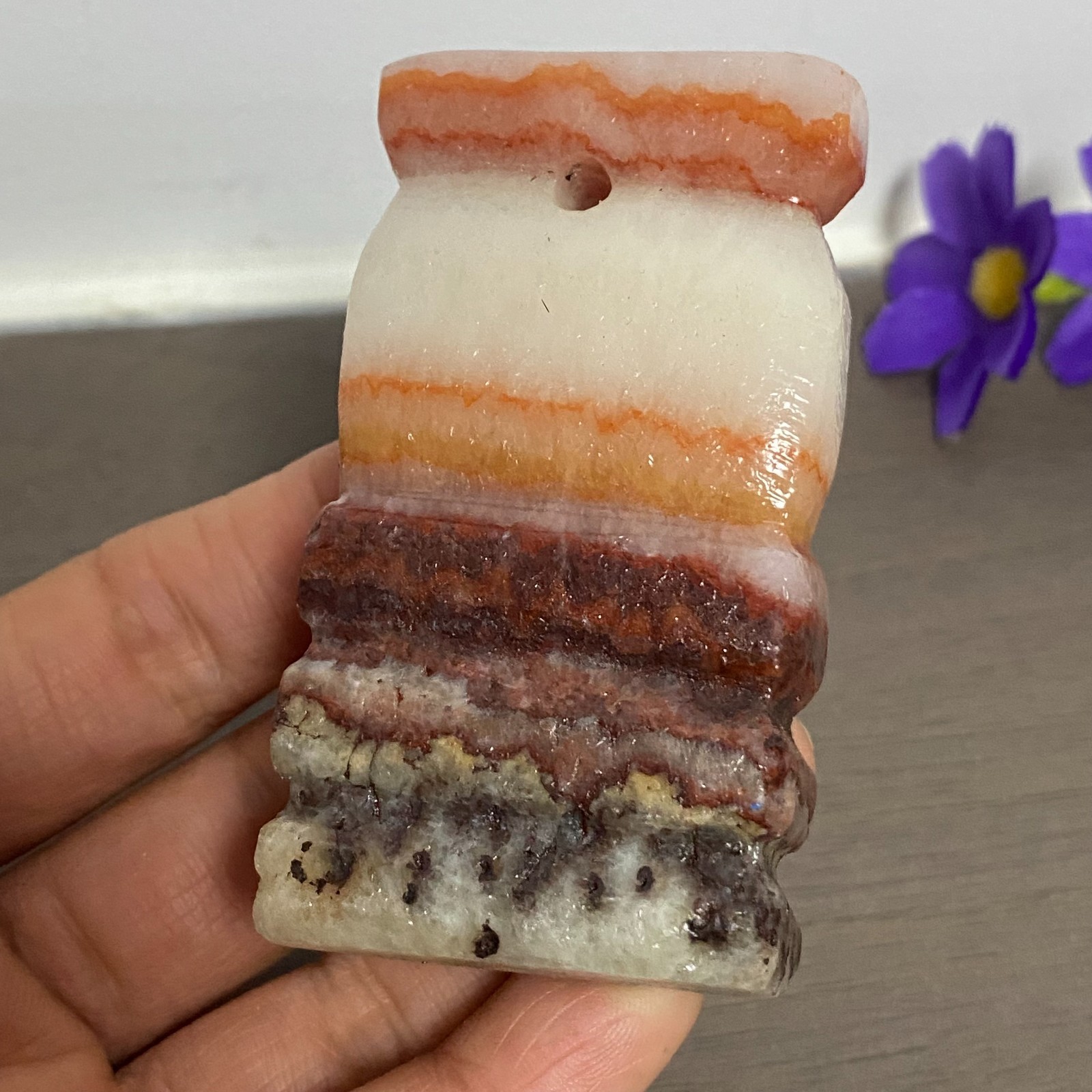 72-40-17mm NATURAL Pork stone quartz crystal Hand carving marbled meat