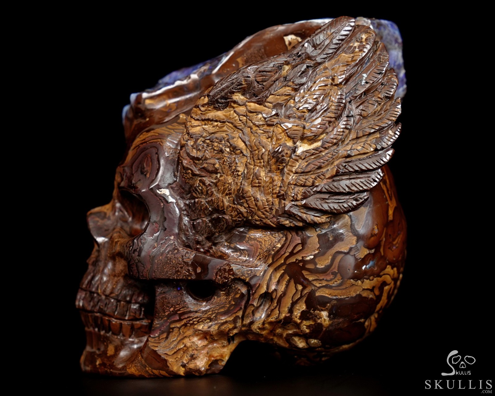 2.8″ Matrix Opal Hand Carved Crystal Skull Fine Art Sculpture, Crystal Healing