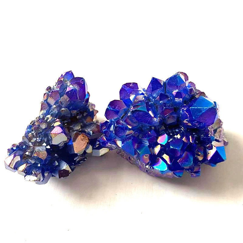 80g Natural Aura Blue Crystal Titanium Rock Stone Cluster VUG Specimens Healing