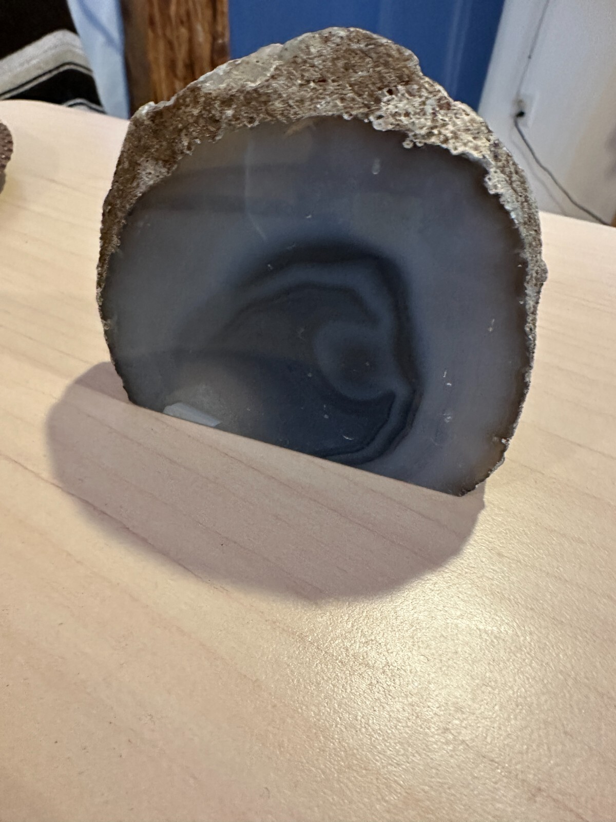 Agate, nice banding, cut & polished on one side, 1 lb. Teal/Blue Hues – unique!
