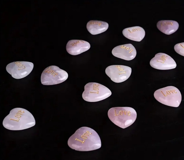 Love Pink Heart Shaped Crystals Rose Quartz Crystal Lover Birthday Healing Gifts