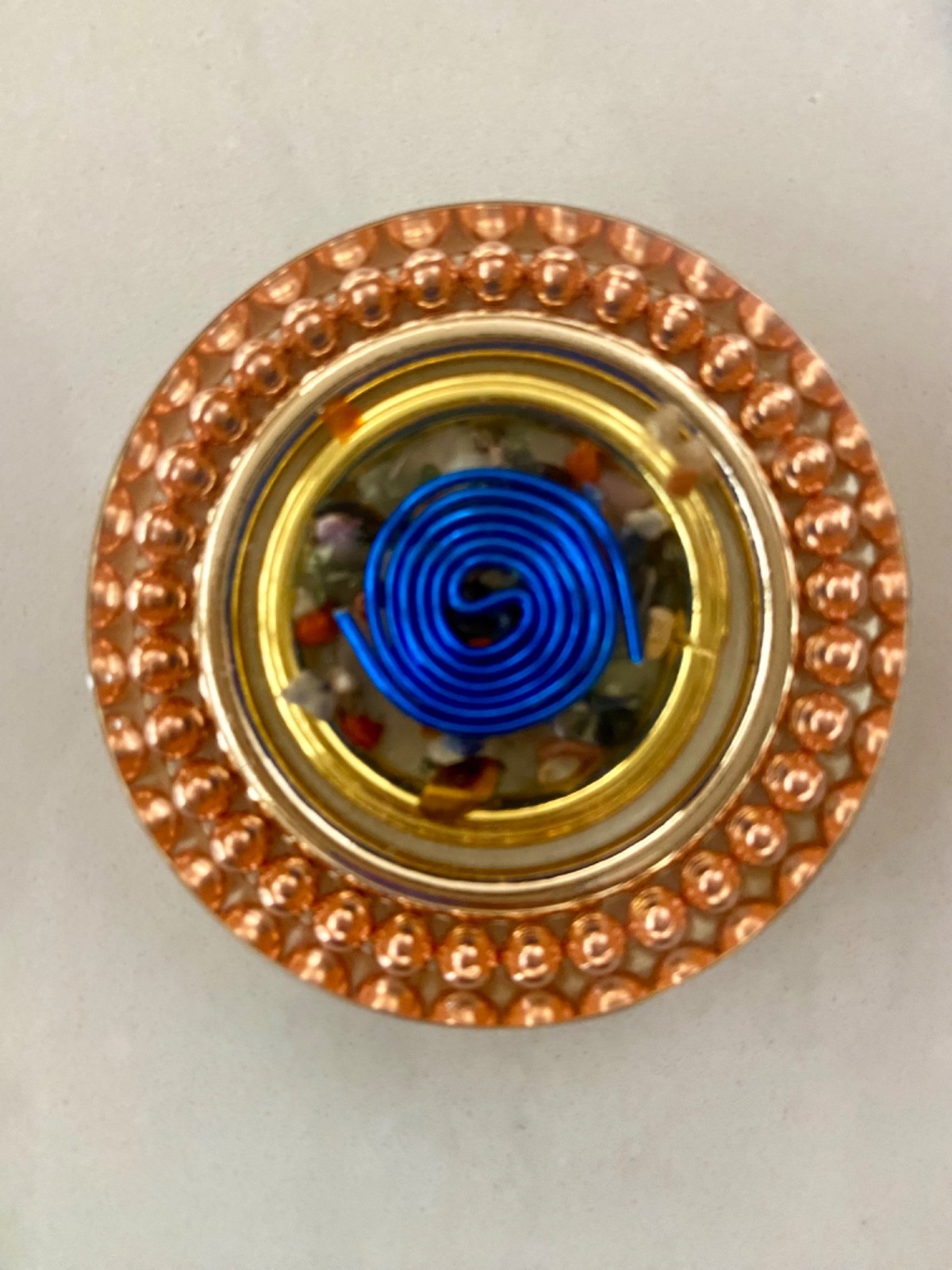 Pocket OG ORGONITE made of COPPER, METAL, QUARTZ CRYSTALS and RESIN Handmade
