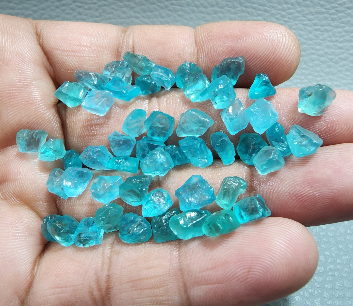 Amazing A+ Blue Apatite Rough 50 Piece Transparent Blue Apatite Raw Size 7-9 MM