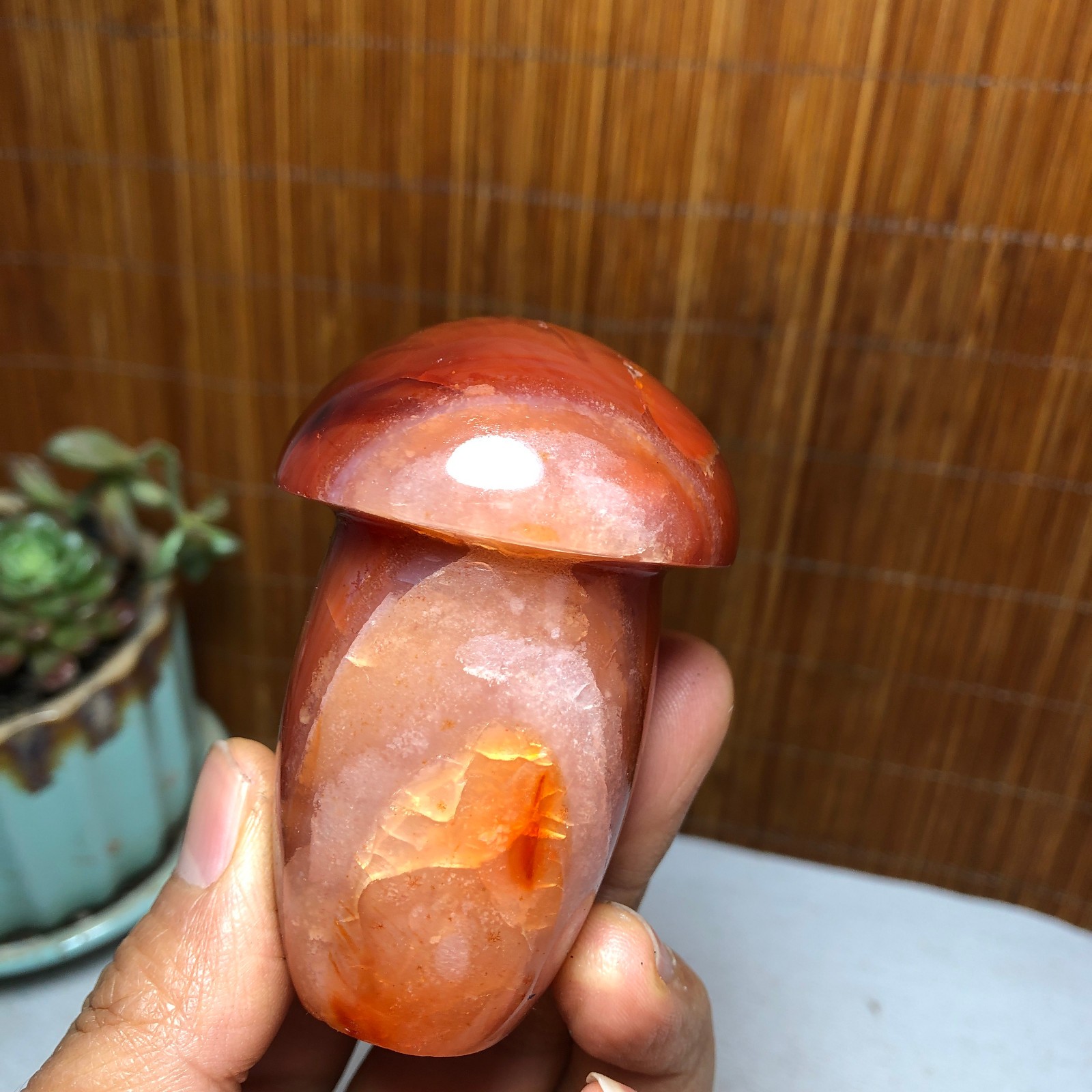 68-45-35mm Rare NATURAL red agate mushroom polishing Crystal specimen 162g A5093