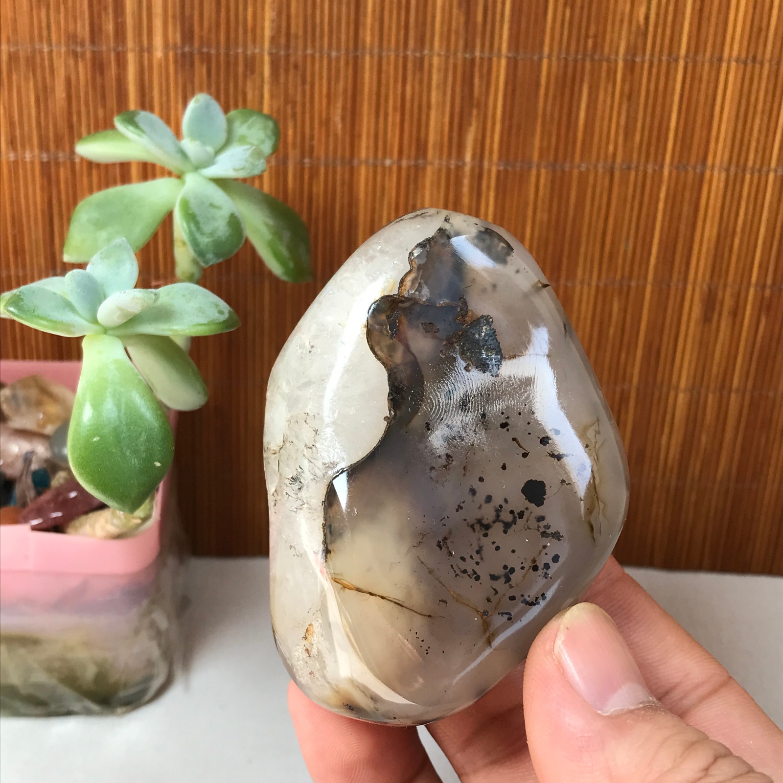 72-53-31mm Natural aquatic plants agate pretty Crystal specimens 172g A1885