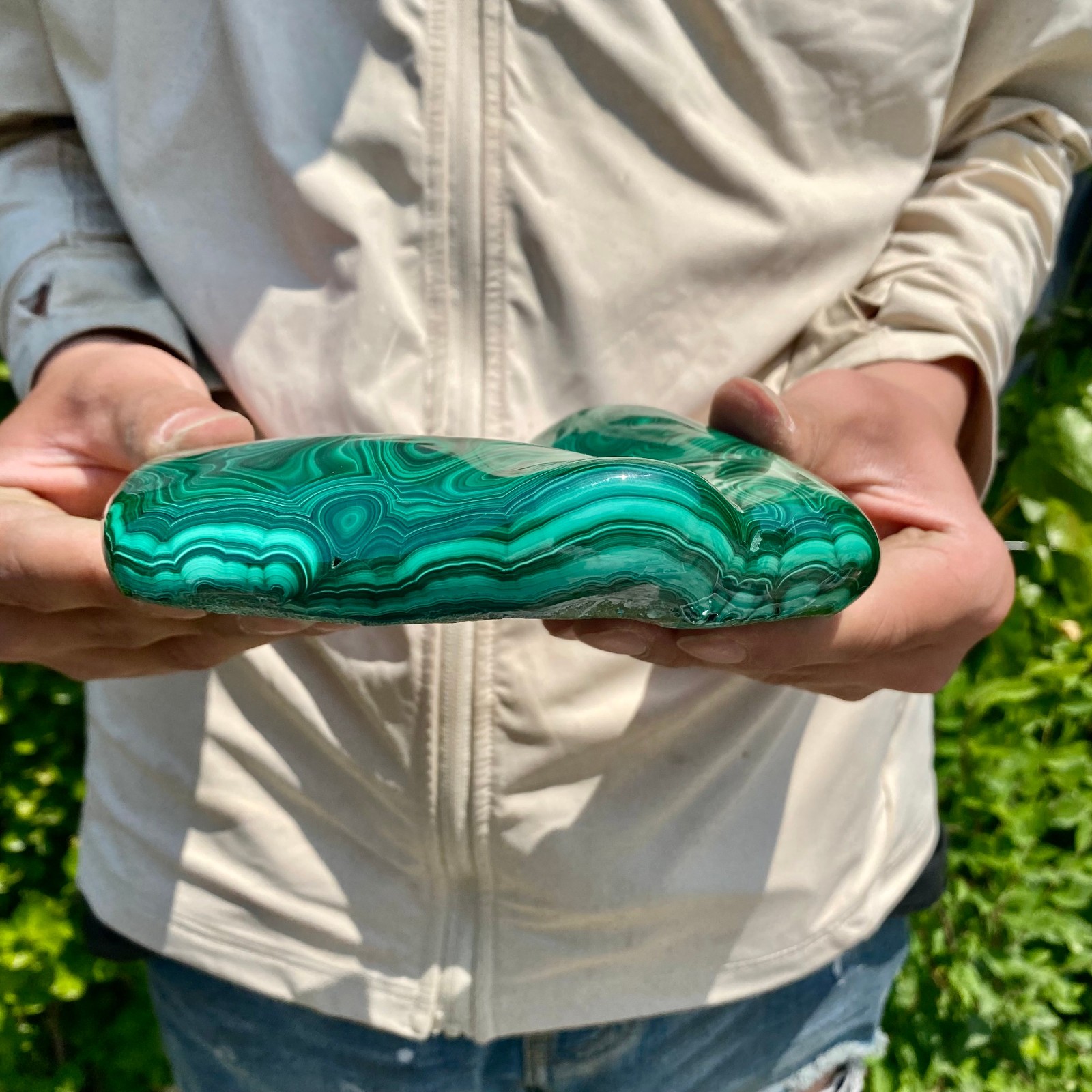 3.08LB Natural glossy Malachite transparent cluster rough mineral sample
