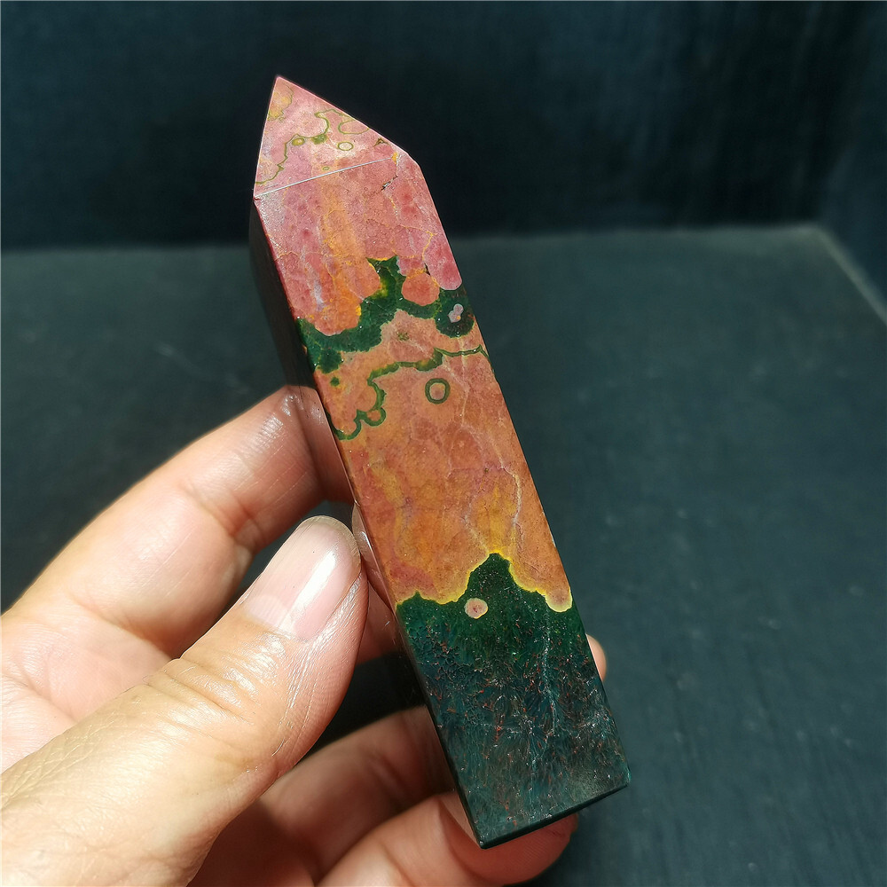 Rare 162.7G Natural Polished Orbicular Ocean Jasper Reiki Healing Stone R896