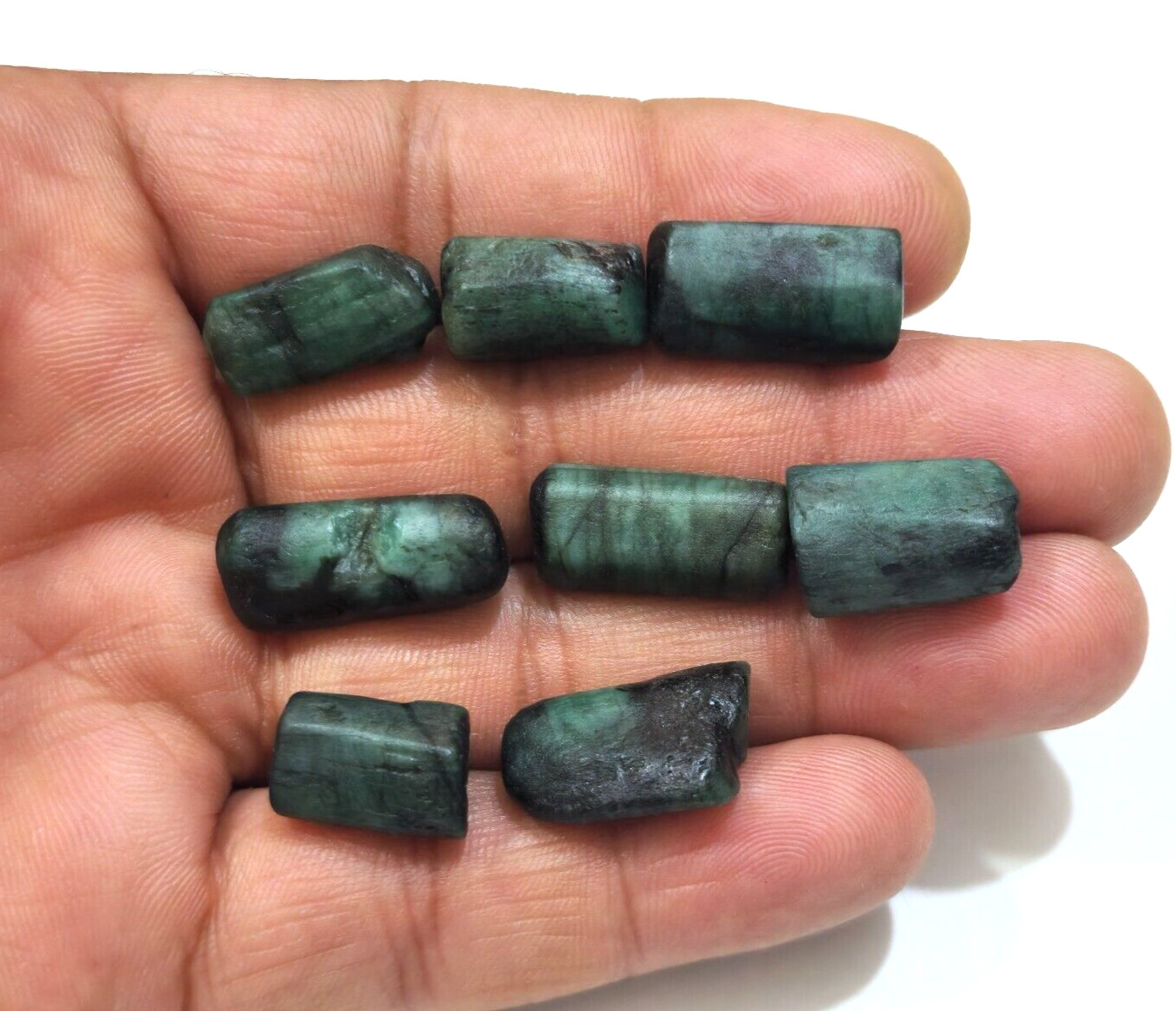 Beautiful Brazilian Emerald Raw 8 Pcs Lot 115 Crt Size 15-22 MM Loose Gemstone