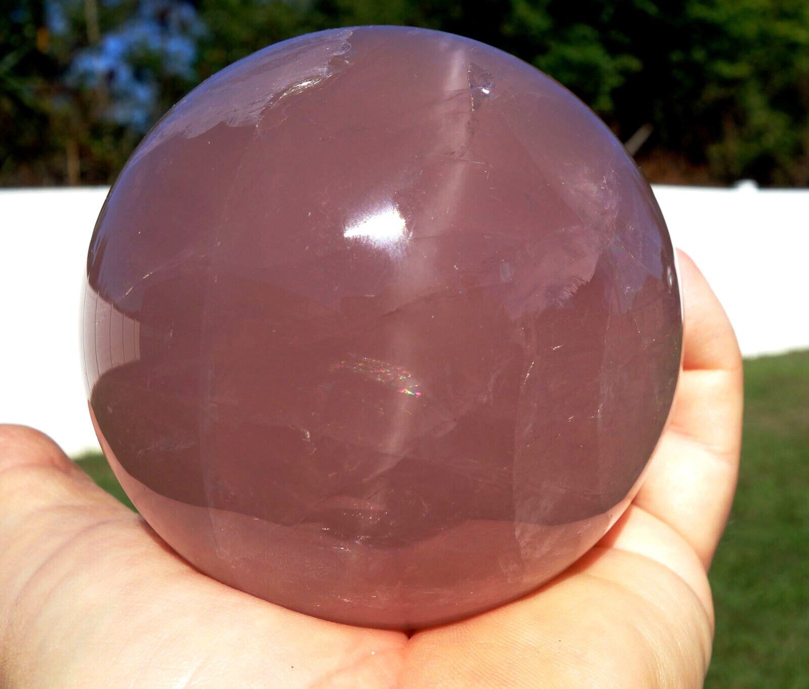 Rich Vivid PINK STAR ROSE Quartz Crystal Sphere Ball DEEP Fantastic COLOR