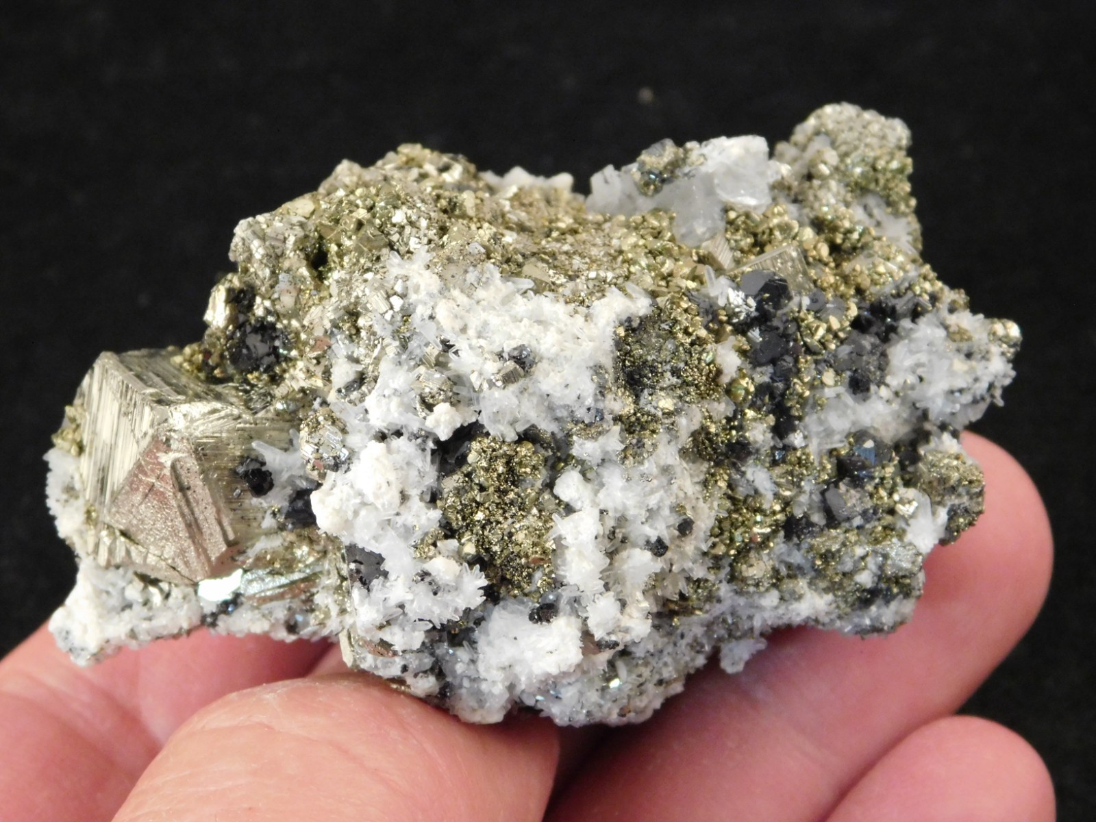 Druzy PYRITE Crystal CUBE Cluster with Sphalerite and Chalcopyrite Peru 188gr