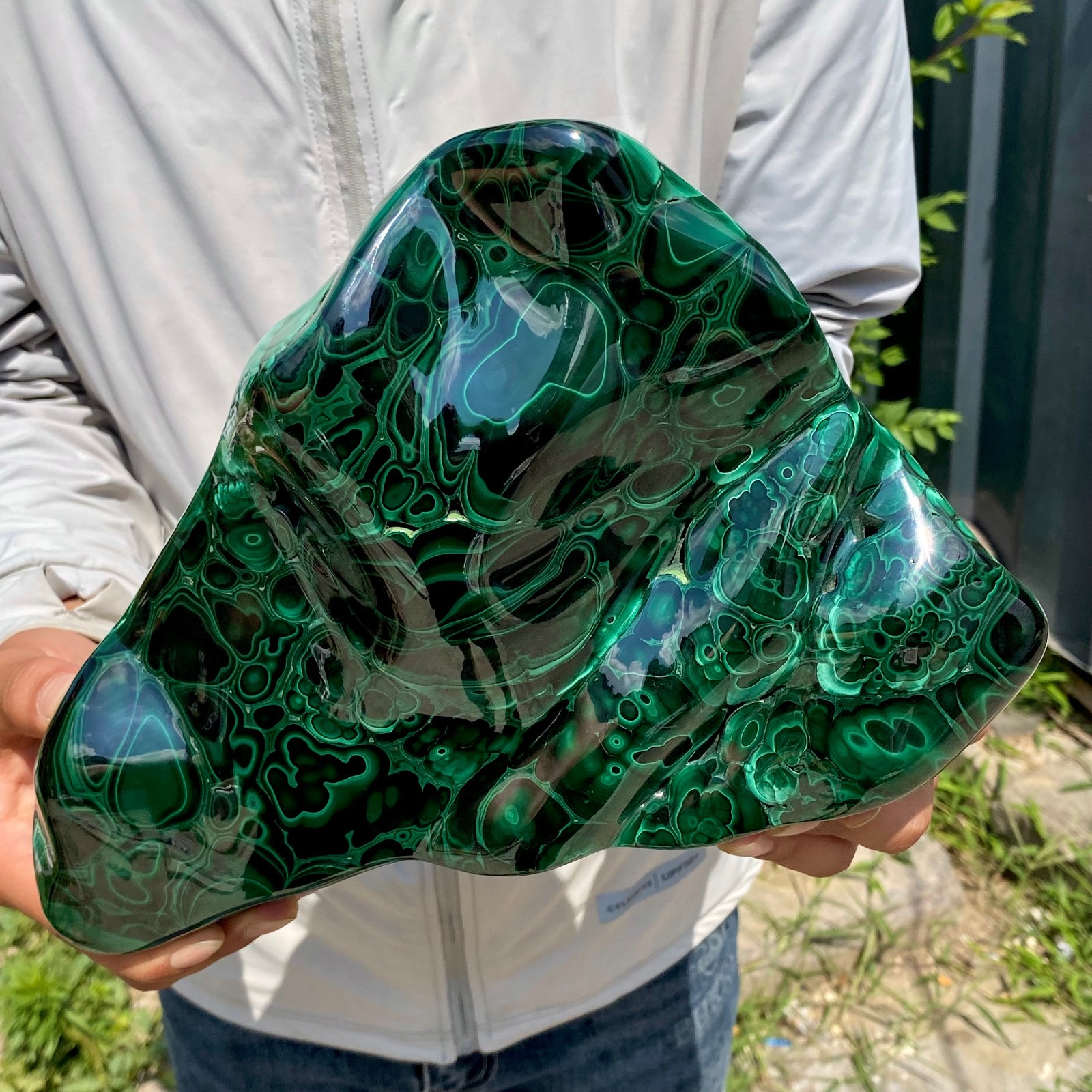 9.25LB Large Natural glossy Malachite transparent cluster rough mineral sample