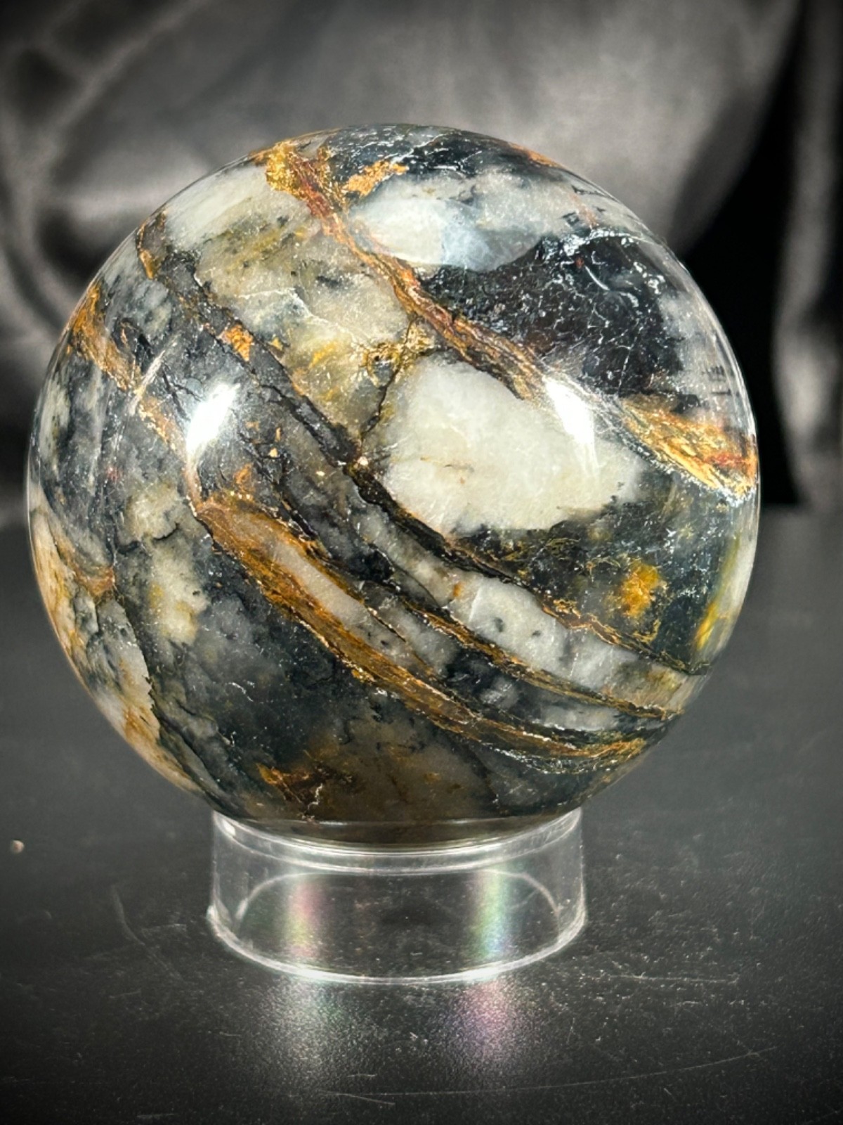 2.36″ Pietersite Sphere with Acrylic Stand 10.7oz. (302 grams)