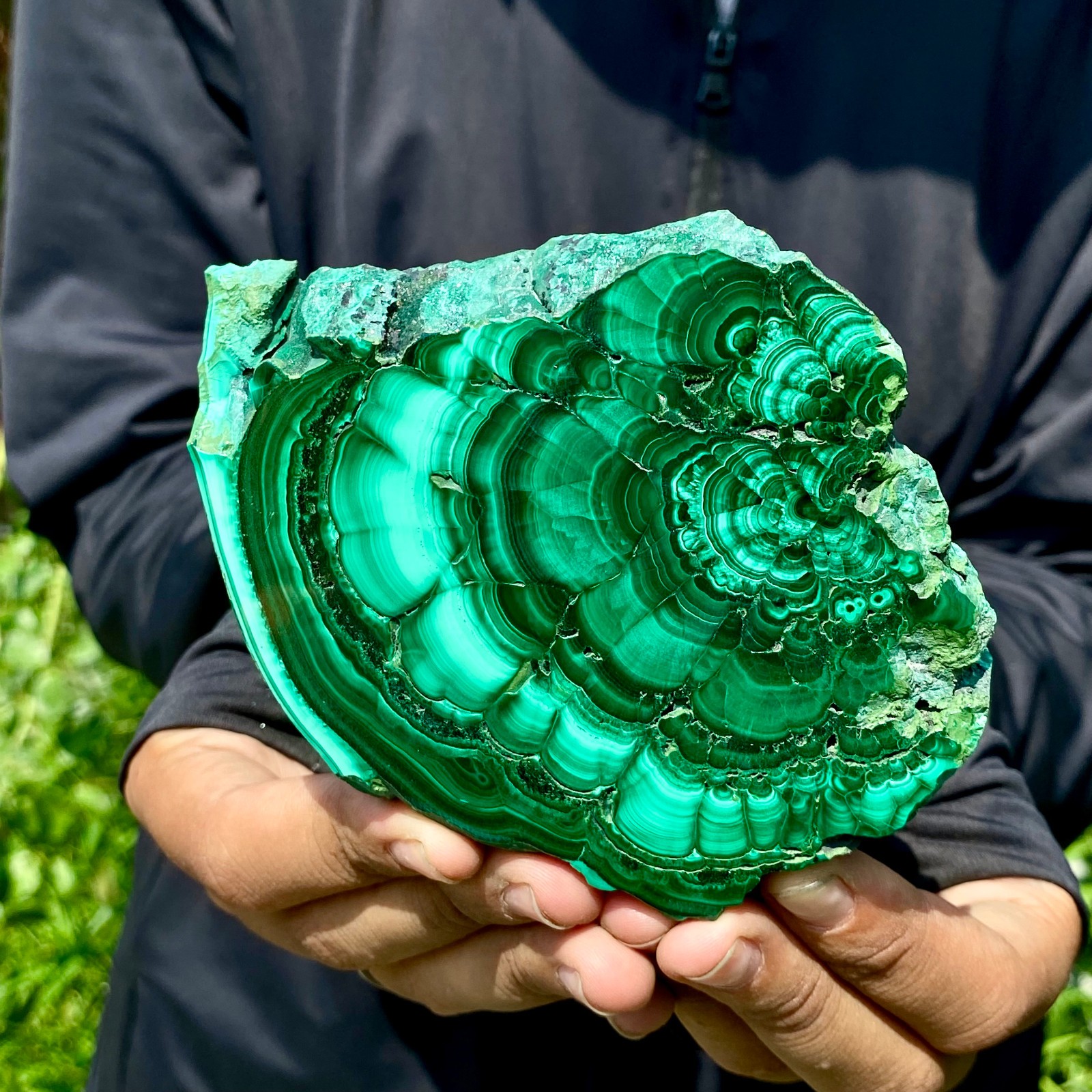 312G Natural malachite slices quartz crystal mineral specimens reiki healing