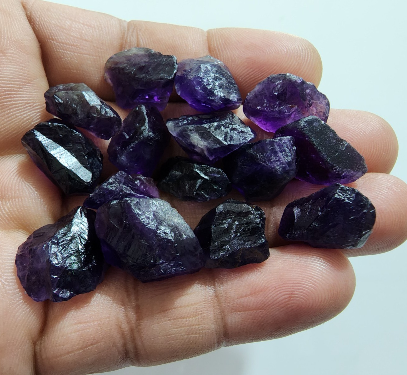 16 Pcs Amazing Purple Amethyst Rough Gemstone Chunks Size 15-20 MM Loose Rough