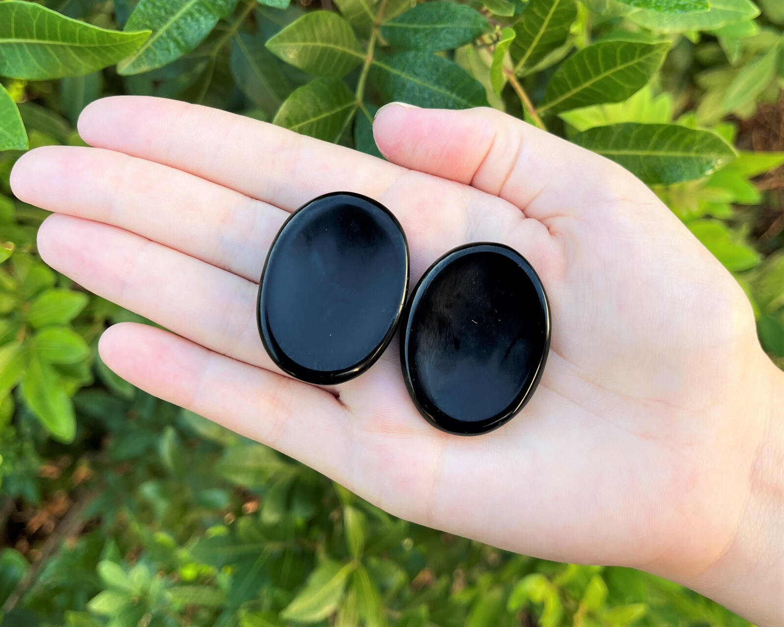 Black Obsidian Worry Stone (Black Obsidian Palm Stone Crystal, Protection Stone)