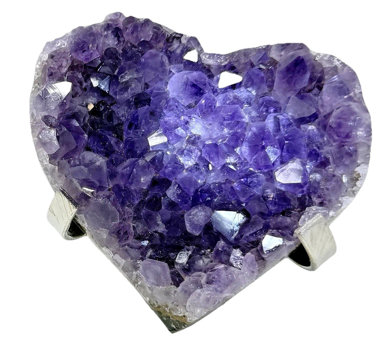 374g Amethyst Cluster 4” Heart Deep Purple Color Stand Included