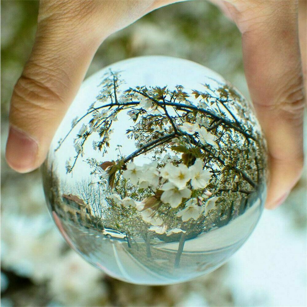 60/80mm K9 Clear Photography Crystal Ball Sphere Decoration Lens Photo + Stand