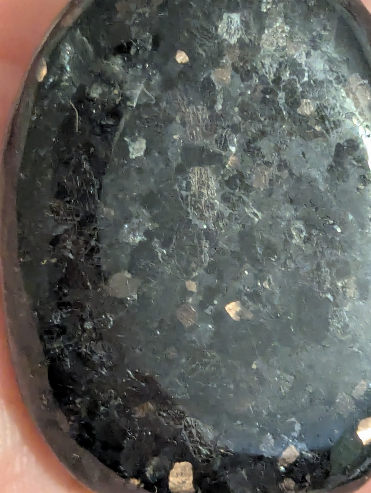Flat Round Ovular sparkling Palm Stone