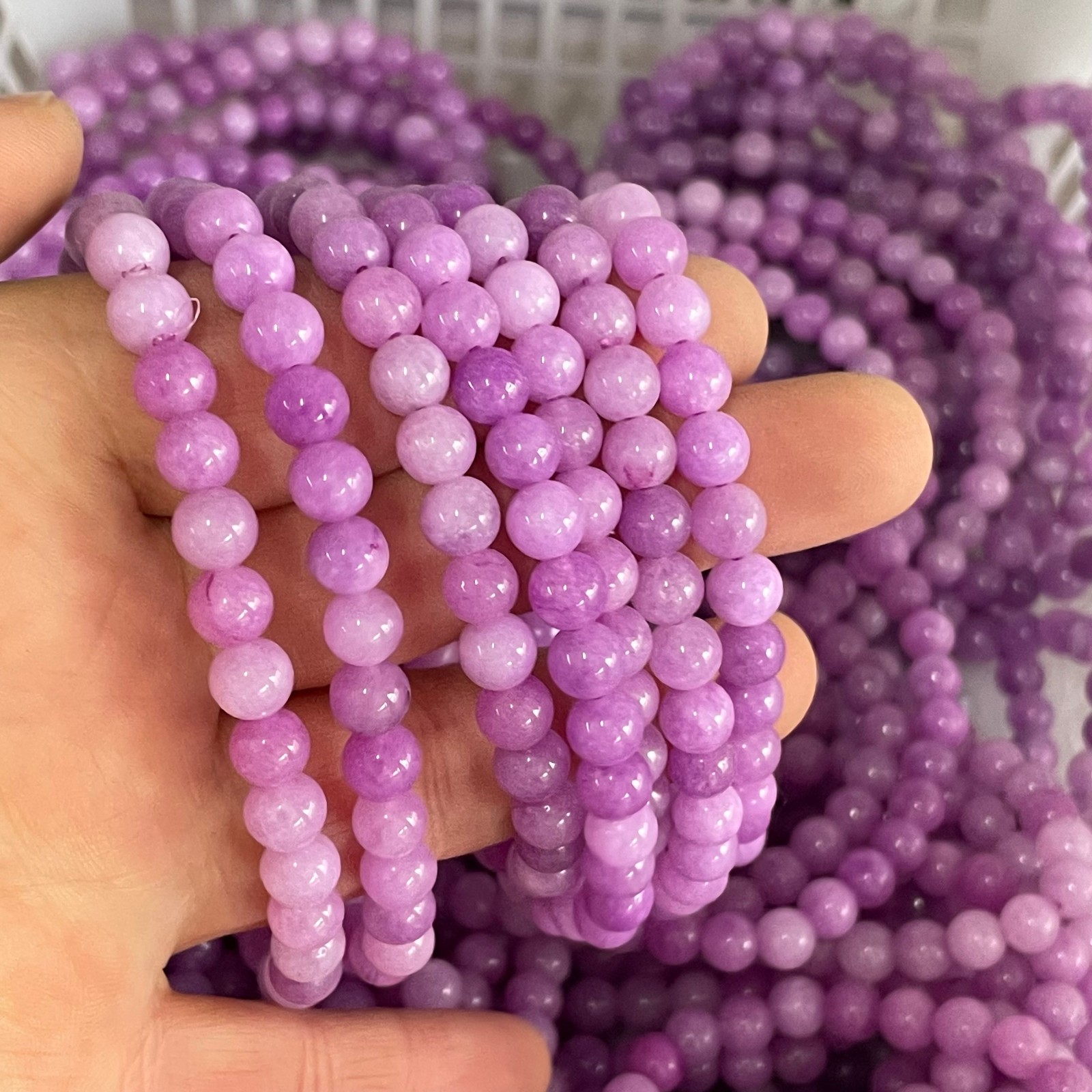 10pcs Kunzite Beads Purple Crystal Healing Reiki Infused Gemstone Size 6mm