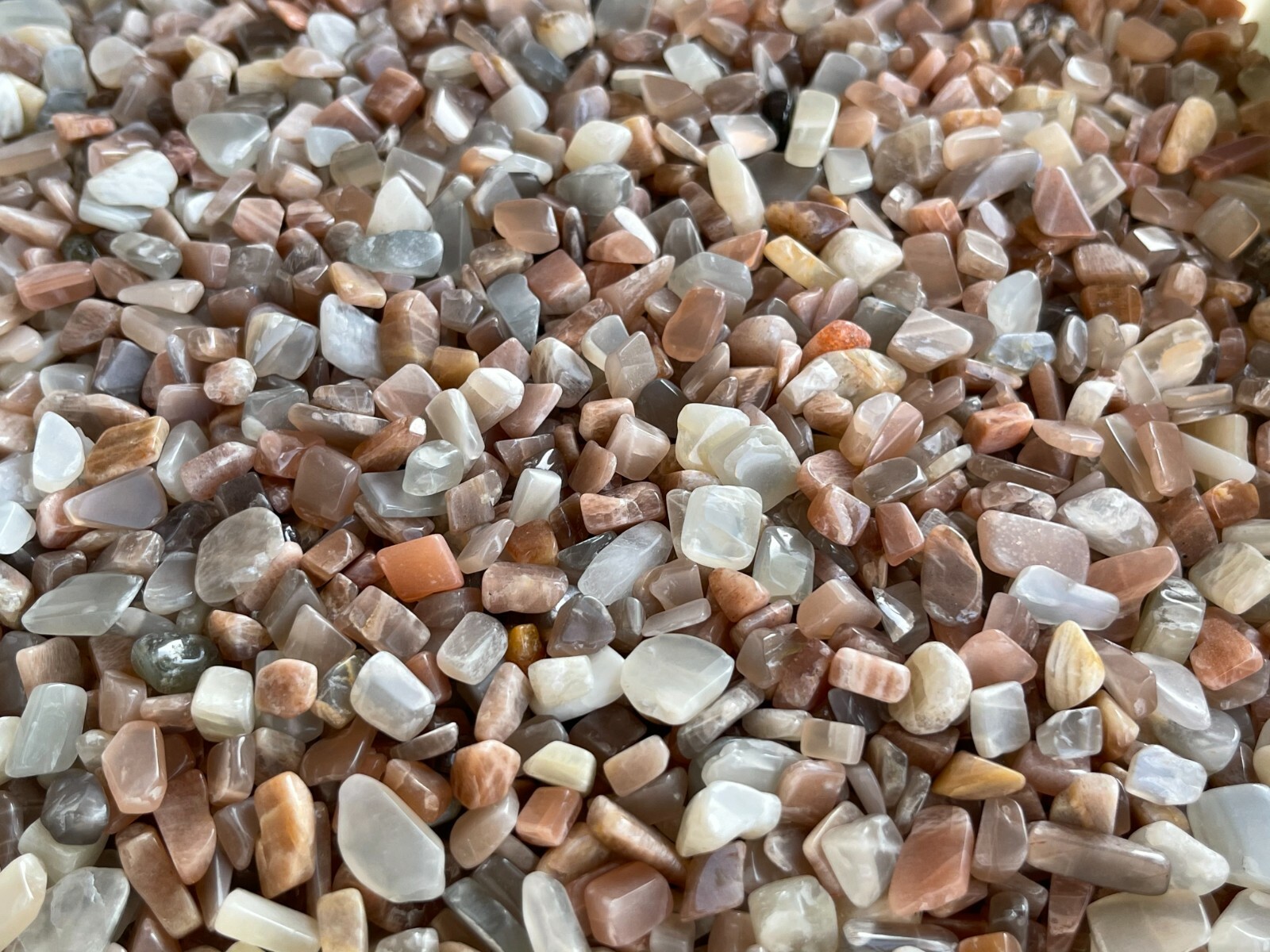 Grade A++ Multi Peach Moonstone Tumbled Gemstone Chips 4-15mm,Wholesale Bulk Lot