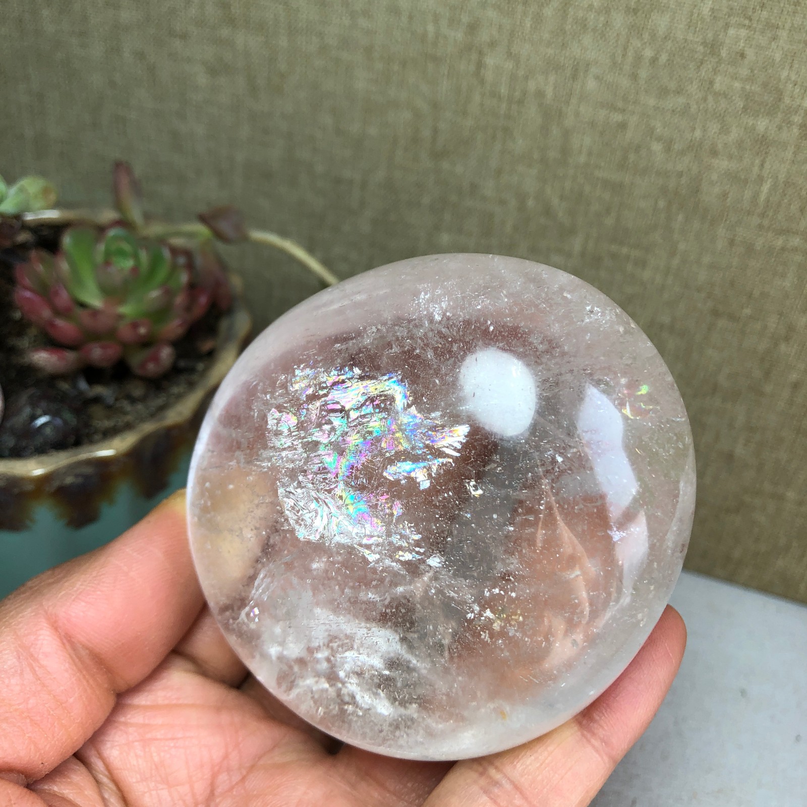 73mm Natural white quartz Crystal semi-precious stone specimens 275g A3343