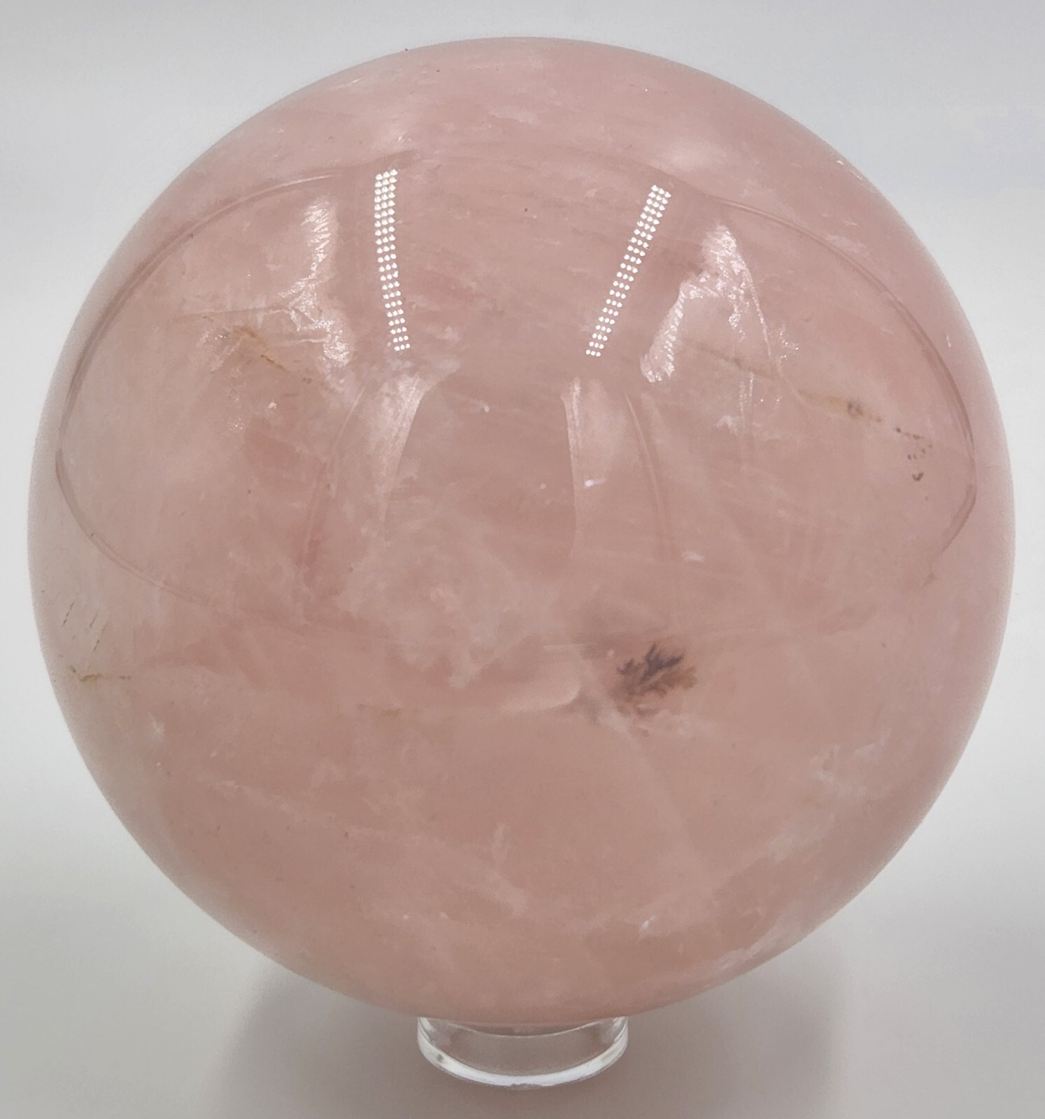 73mm Large Natural Pink Rose Quartz Crystal Sphere Ball Healing Stone W/ Stand