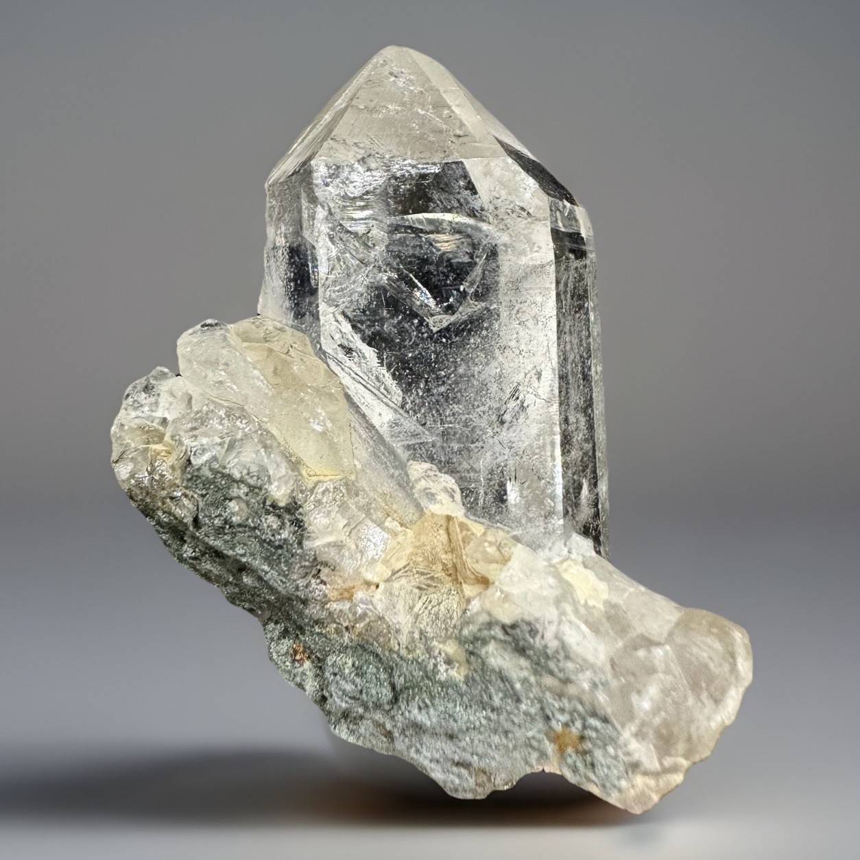 “Wave Rider” Natural Hashupi Himalayan Quartz Green Phantom Matrix Clear Crystal
