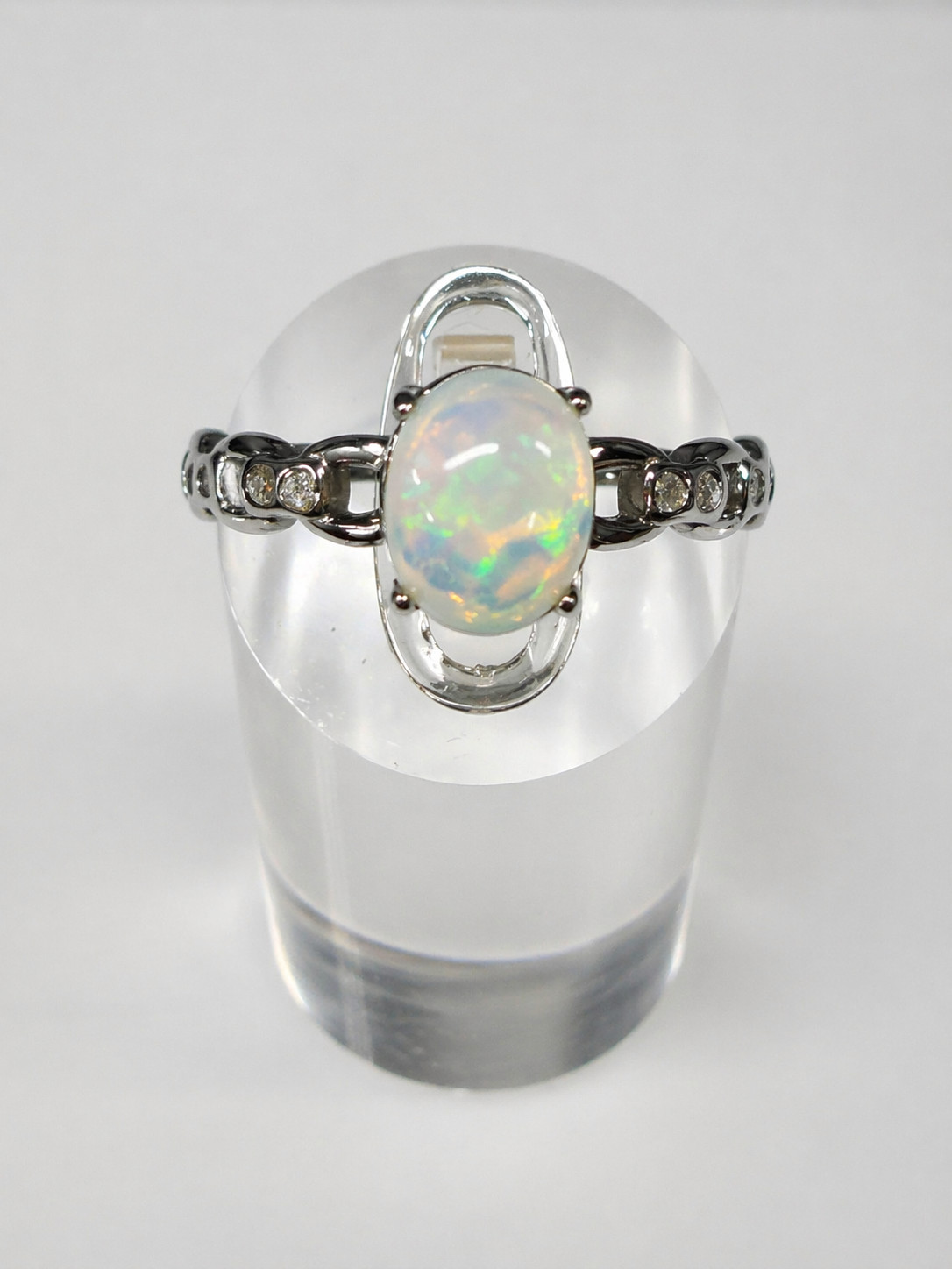Wholesale 7 Pcs Natural Opal Stainless Steel Rings 7x9mm