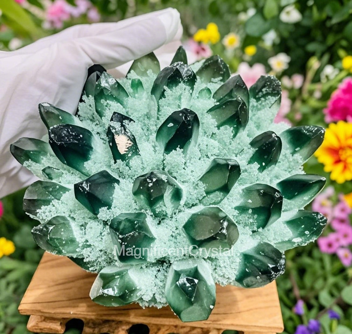 2025Rare Large Green Phantom Quartz Cluster Raw Natural Geode 200g-1000g Reiki