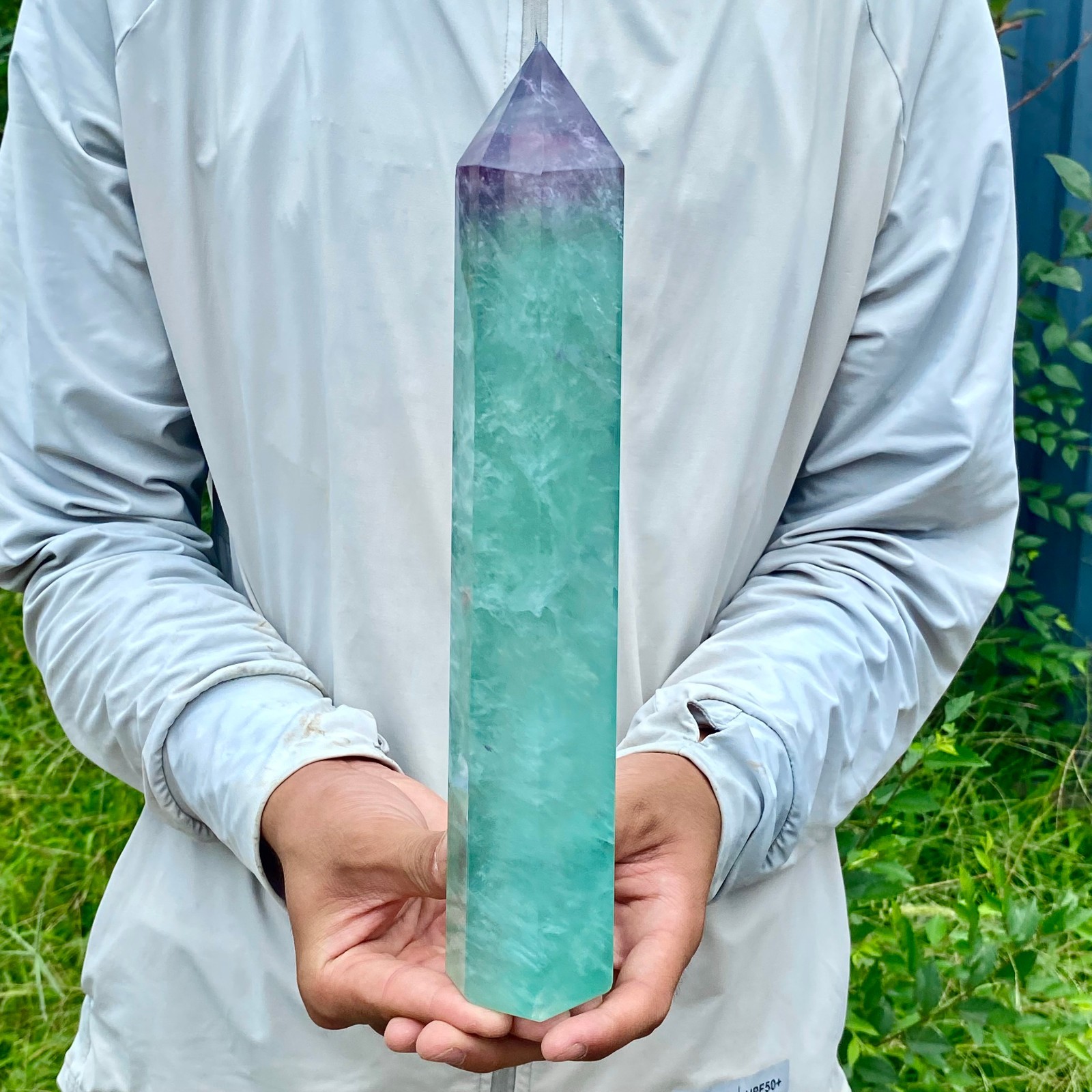 3.08LB Large Natural colored fluorite crystal column obelisk healing specimen