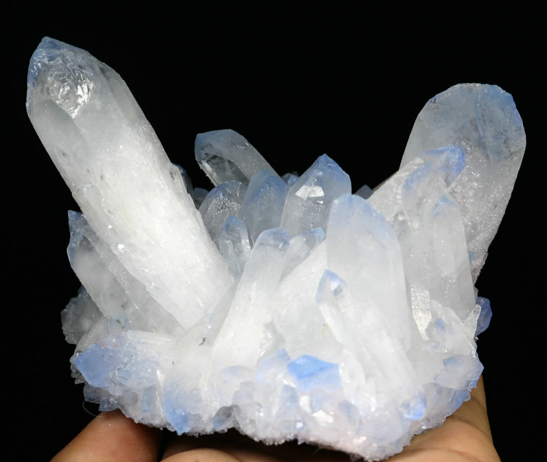 2.01lb Rare Beatiful Blue Tibetan Ghost phantom Quartz Crystal Cluster Specimen