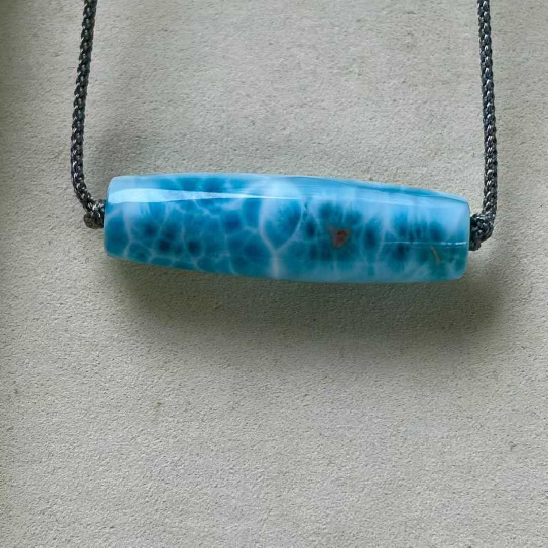 46*13*11mm Natural larimar Quartz Crystal dzi pendant Mineral gem Reiki energy