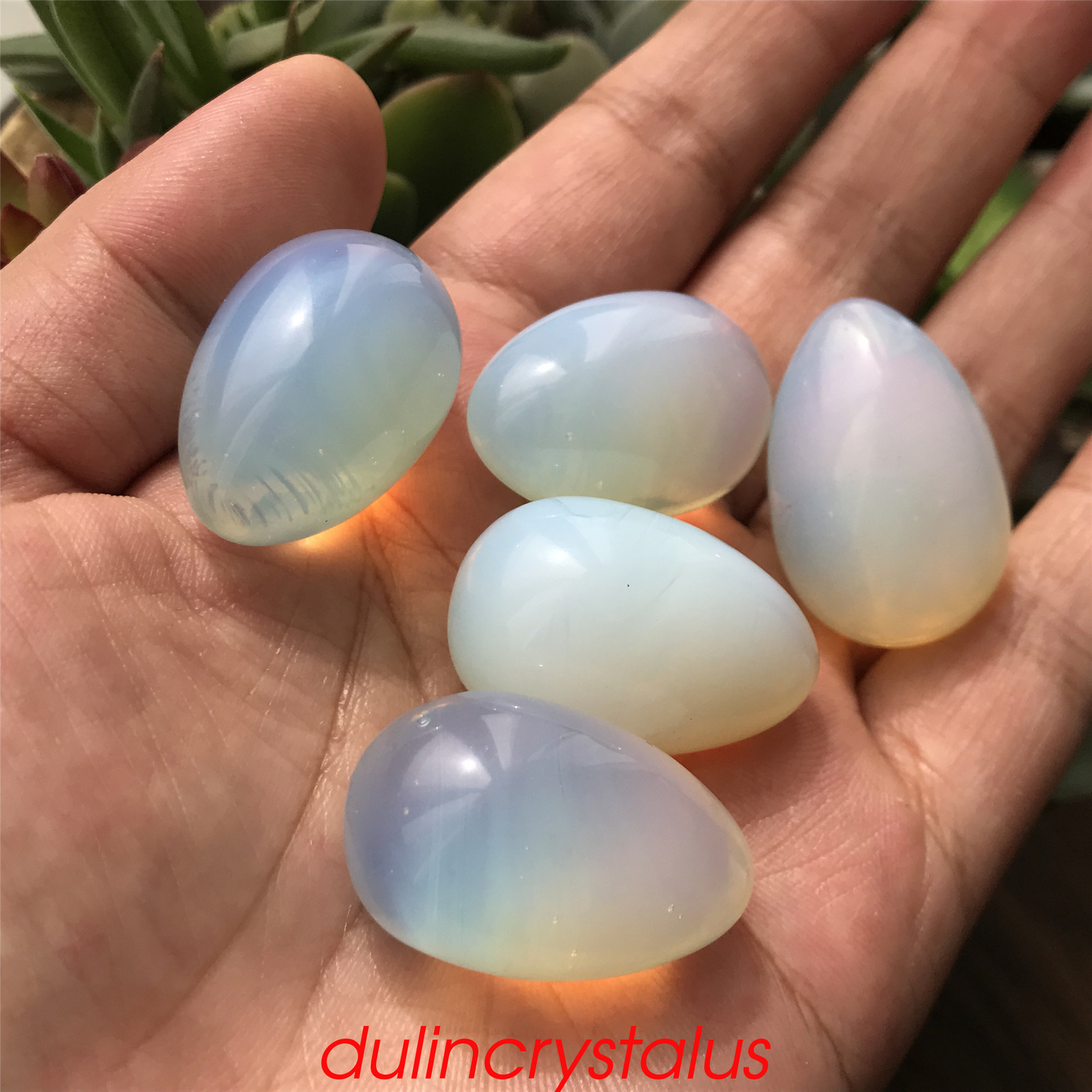 Opalite eggs quartz crystal pendant mineral carved skull reiki healing10pcs