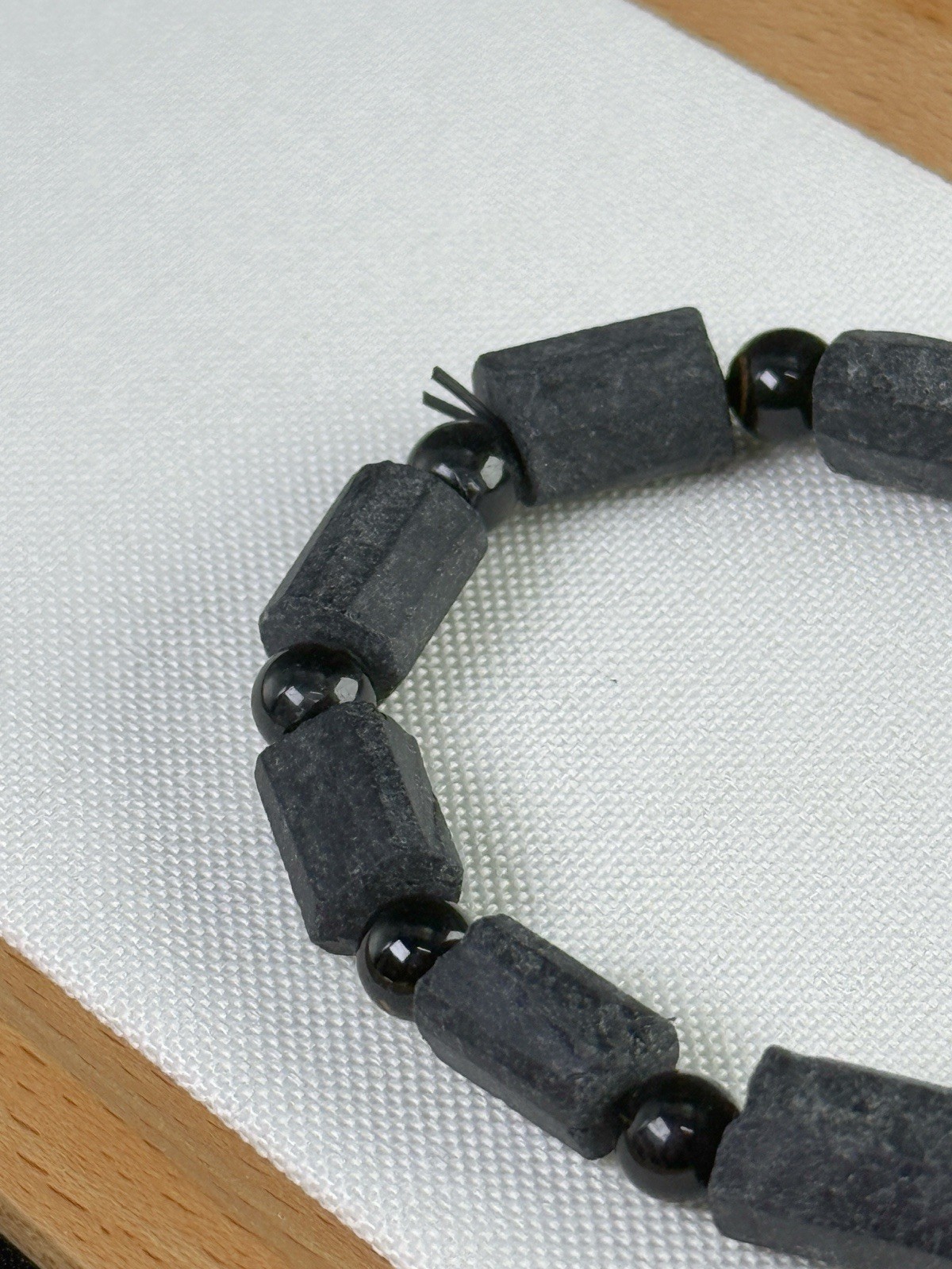 Natural Raw Black Tourmaline Bracelet 8-9.5mm Rough Stone Protection EMF WYSIWYG