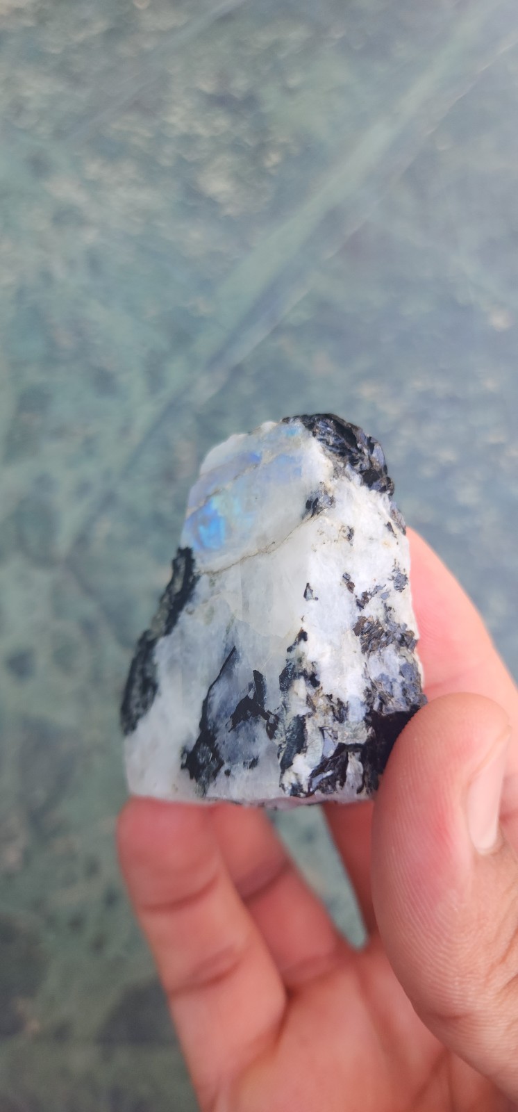 Natural AAA Full Flashy Indian Rainbow Moonstone Raw Specimen One Side Polish