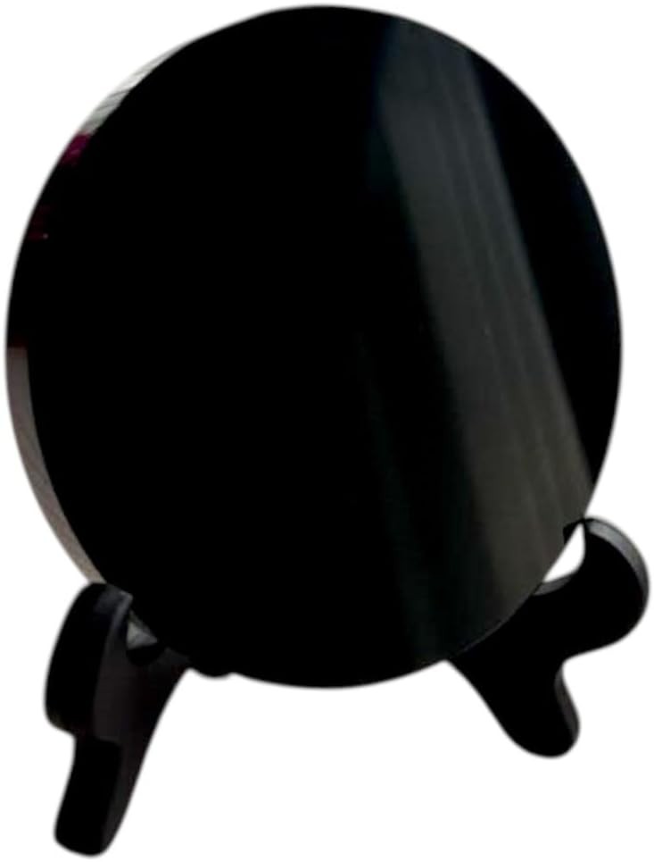 Black Obsidian Scrying Mirror 3.15 in (80 mm) Natural Obsidiana Negra Crystal Di